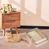 Maxbell Cat Litter Box Open Air with Rim for Indoor Cats Low Profile Cat Litter Tray Pink