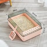 Maxbell Cat Litter Box Open Air with Rim for Indoor Cats Low Profile Cat Litter Tray Pink