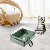 Maxbell Cat Litter Box Open Air with Rim for Indoor Cats Low Profile Cat Litter Tray Green
