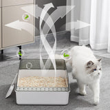Maxbell Cat Litter Box Open Air with Rim for Indoor Cats Low Profile Cat Litter Tray White