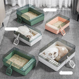 Maxbell Cat Litter Box Open Air with Rim for Indoor Cats Low Profile Cat Litter Tray White
