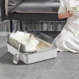 Maxbell Cat Litter Box Open Air with Rim for Indoor Cats Low Profile Cat Litter Tray White