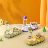 Maxbell Drinking Fountain Practical Tilted Cat Food Bowl for Rabbit Small Medium Dog Violet