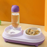 Maxbell Drinking Fountain Practical Tilted Cat Food Bowl for Rabbit Small Medium Dog Violet