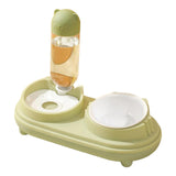 Maxbell Drinking Fountain Practical Tilted Cat Food Bowl for Rabbit Small Medium Dog Green