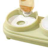 Maxbell Drinking Fountain Practical Tilted Cat Food Bowl for Rabbit Small Medium Dog Green