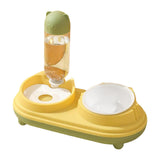 Maxbell Drinking Fountain Practical Tilted Cat Food Bowl for Rabbit Small Medium Dog Yellow