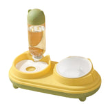 Maxbell Drinking Fountain Practical Tilted Cat Food Bowl for Rabbit Small Medium Dog Yellow