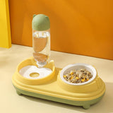 Maxbell Drinking Fountain Practical Tilted Cat Food Bowl for Rabbit Small Medium Dog Yellow