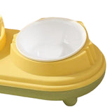 Maxbell Drinking Fountain Practical Tilted Cat Food Bowl for Rabbit Small Medium Dog Yellow