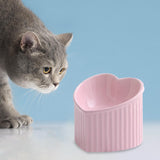 Maxbell Ceramic Tilted Elevated Cat Bowl Porcelain Cat Feeding Bowl Cute Handicrafts Pink