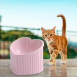 Maxbell Ceramic Tilted Elevated Cat Bowl Porcelain Cat Feeding Bowl Cute Handicrafts Pink