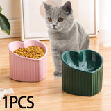 Maxbell Ceramic Tilted Elevated Cat Bowl Porcelain Cat Feeding Bowl Cute Handicrafts Pink