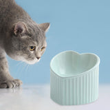 Maxbell Ceramic Tilted Elevated Cat Bowl Porcelain Cat Feeding Bowl Cute Handicrafts Light Green