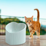 Maxbell Ceramic Tilted Elevated Cat Bowl Porcelain Cat Feeding Bowl Cute Handicrafts Light Green