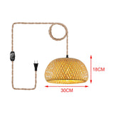Maxbell Plug in Pendant Light Entryway with Plug in Cord Rattan Hanging Lamp 30cmx18cm
