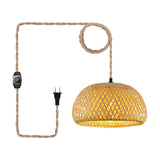 Maxbell Plug in Pendant Light Entryway with Plug in Cord Rattan Hanging Lamp 30cmx18cm