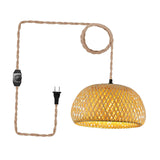 Maxbell Plug in Pendant Light Entryway with Plug in Cord Rattan Hanging Lamp 30cmx18cm