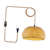 Maxbell Plug in Pendant Light Entryway with Plug in Cord Rattan Hanging Lamp 30cmx18cm
