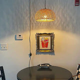 Maxbell Plug in Pendant Light Entryway with Plug in Cord Rattan Hanging Lamp 38cmx20cm