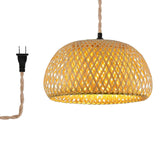 Maxbell Plug in Pendant Light Entryway with Plug in Cord Rattan Hanging Lamp 38cmx20cm