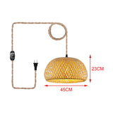 Maxbell Plug in Pendant Light Entryway with Plug in Cord Rattan Hanging Lamp 45cmx23cm