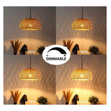 Maxbell Plug in Pendant Light Entryway with Plug in Cord Rattan Hanging Lamp 45cmx23cm
