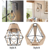 Maxbell Woven Rope Lamp Shade Metal Cage Lampshade Industrial Pendant Light Shade Style A