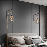 Maxbell Woven Rope Lamp Shade Metal Cage Lampshade Industrial Pendant Light Shade Style A