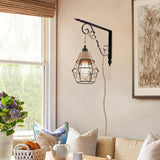 Maxbell Woven Rope Lamp Shade Metal Cage Lampshade Industrial Pendant Light Shade Style A
