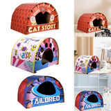 Maxbell Cardboard Cat House Scratch Pad Nest Scratching Lounge Bed Hut Cat Scratcher Tiger