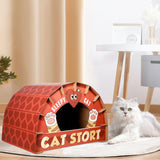 Maxbell Cardboard Cat House Scratch Pad Nest Scratching Lounge Bed Hut Cat Scratcher Tiger