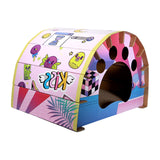 Maxbell Cardboard Cat House Scratch Pad Nest Scratching Lounge Bed Hut Cat Scratcher Pink Hawaii