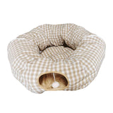 Maxbell Cat Tunnels Bed Collapsible with Hanging Ball Ferrets Kitten Tunnel Tube Toy Beige