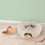 Maxbell Cat Tunnels Bed Collapsible with Hanging Ball Ferrets Kitten Tunnel Tube Toy Beige