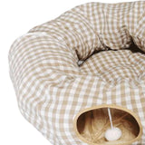 Maxbell Cat Tunnels Bed Collapsible with Hanging Ball Ferrets Kitten Tunnel Tube Toy Beige