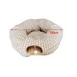Maxbell Cat Tunnels Bed Collapsible with Hanging Ball Ferrets Kitten Tunnel Tube Toy Beige