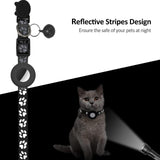 Maxbell Cat Collar with Waterproof Tracker Holder Reflective Breakaway Kitten Collar Black