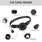 Maxbell Cat Collar with Waterproof Tracker Holder Reflective Breakaway Kitten Collar Black