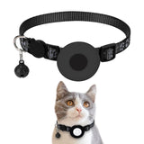 Maxbell Cat Collar with Waterproof Tracker Holder Reflective Breakaway Kitten Collar Black