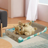 Maxbell Cat Scratcher Cardboard Pet Bed Cat Scratch Bed for Indoor Cats Kittens Rest Blue 50cmx27cmx9cm