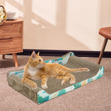 Maxbell Cat Scratcher Cardboard Pet Bed Cat Scratch Bed for Indoor Cats Kittens Rest Blue 50cmx27cmx9cm
