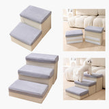 Maxbell Dog Stairs DIY Portable Washable Cover Wide Soft Steps for Cats Indoor Kitty 2 Ladder 40x35x20cm