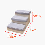 Maxbell Dog Stairs DIY Portable Washable Cover Wide Soft Steps for Cats Indoor Kitty 3 Ladder 60x35x30cm