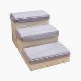 Maxbell Dog Stairs DIY Portable Washable Cover Wide Soft Steps for Cats Indoor Kitty 3 Ladder 60x35x30cm