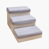 Maxbell Dog Stairs DIY Portable Washable Cover Wide Soft Steps for Cats Indoor Kitty 3 Ladder 60x35x30cm