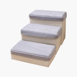 Maxbell Dog Stairs DIY Portable Washable Cover Wide Soft Steps for Cats Indoor Kitty 3 Ladder 60x35x30cm