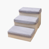 Maxbell Dog Stairs DIY Portable Washable Cover Wide Soft Steps for Cats Indoor Kitty 3 Ladder 60x35x30cm
