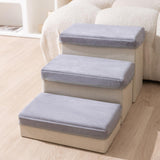 Maxbell Dog Stairs DIY Portable Washable Cover Wide Soft Steps for Cats Indoor Kitty 3 Ladder 60x35x30cm