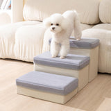 Maxbell Dog Stairs DIY Portable Washable Cover Wide Soft Steps for Cats Indoor Kitty 3 Ladder 60x35x30cm